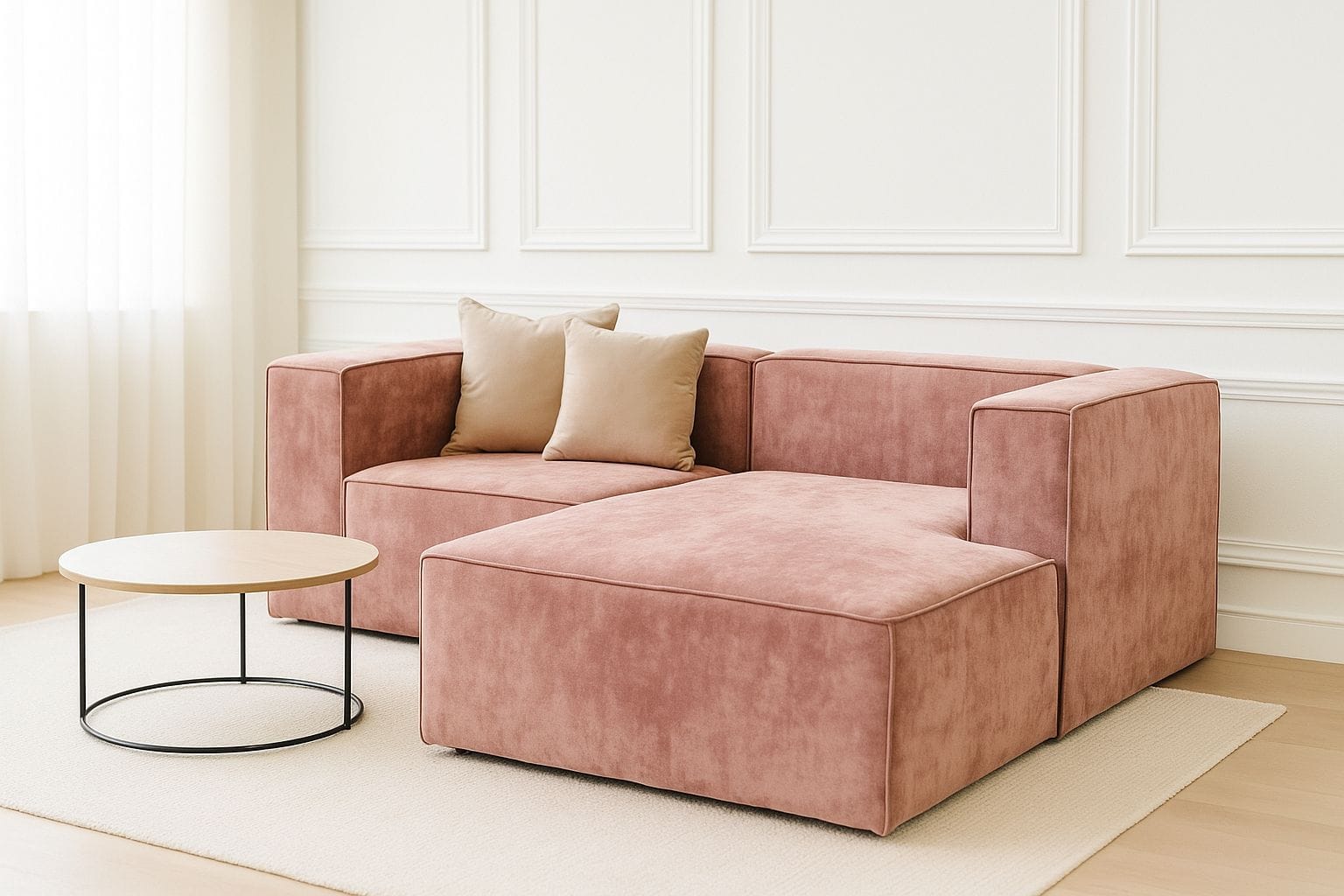 Esquinero Napoles con diseño moderno, confort diario y patas plasticas en ambiente de living