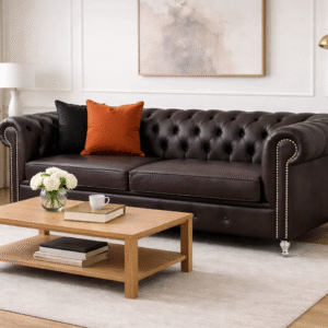 Chesterfield con diseño moderno, confort diario y patas aluminio ambiente de living