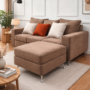 Esquinero Lisboa con diseño moderno, confort diario y patas de madera en ambiente de living