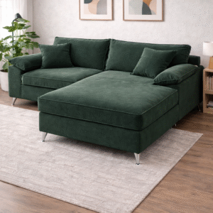 Esquinero Italiano con diseño moderno, confort diario y patas plasticas en ambiente de living