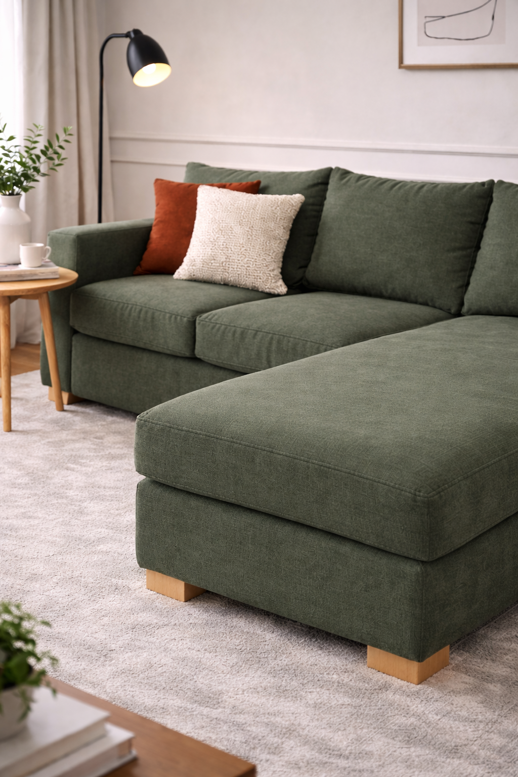 Esquinero Roma con diseño moderno, confort diario y patas aluminio ambiente de livingEsquinero Chesterfield con diseño moderno, confort diario y patas aluminio ambiente de living