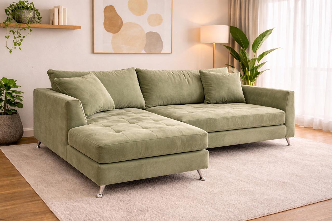 El Esquinero Margarita con diseño moderno, confort diario y patas aluminio ambiente de livingEsquinero Chesterfield con diseño moderno, confort diario y patas aluminio ambiente de living