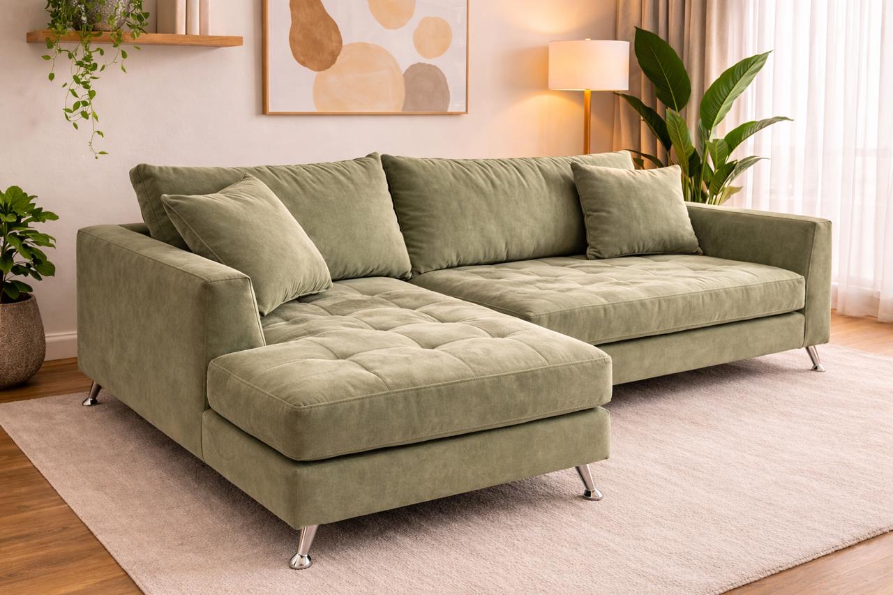 El Esquinero Margarita con diseño moderno, confort diario y patas aluminio ambiente de livingEsquinero Chesterfield con diseño moderno, confort diario y patas aluminio ambiente de living
